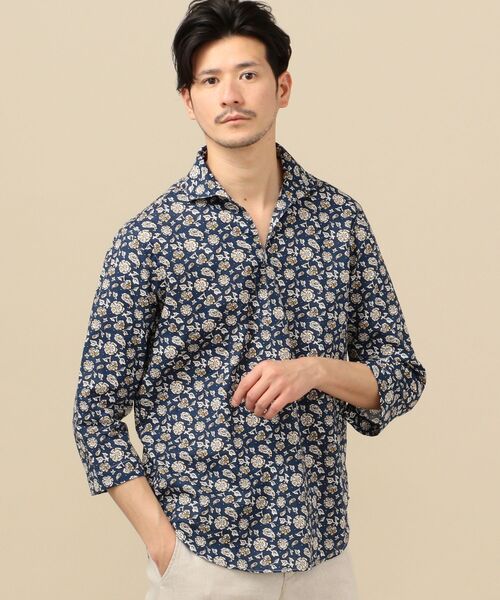SHIPS(シップス)の「SC: Shuttle notes フラワープリント リネン リラックス 7スリーブ カプリ シャツ 20SS(シャツ/ブラウス・メンズ・ベージュ/オフホワイト/オリーブ/ブルー・SMALL/MEDIUM/LARGE/X-LARGE)」の4枚目の写真