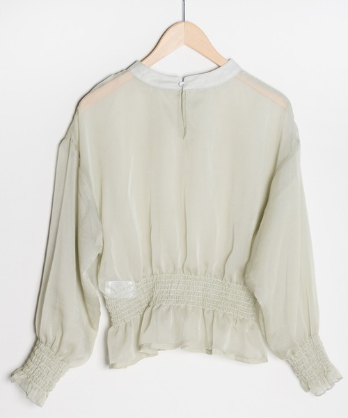 shopnikoniko（ショップニコニコ）の「ウエストギャザーブラウス シアーブラウス（シャツ/ブラウス・レディース・ベージュ/ブラック/グリーン/オフホワイト・フリー）」の6枚目の写真