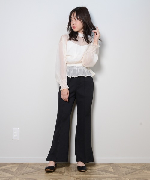 shopnikoniko（ショップニコニコ）の「ウエストギャザーブラウス シアーブラウス（シャツ/ブラウス・レディース・ベージュ/ブラック/グリーン/オフホワイト・フリー）」の21枚目の写真