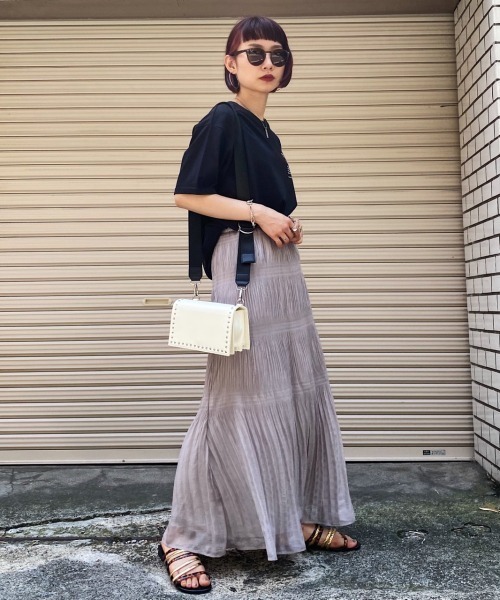 PAGEBOY（ページボーイ）の「マジョリカプリーツハクプリントスカート（スカート・レディース・ブラック/グリーン系その他/グレイッシュベージュ・FREE）」の7枚目の写真