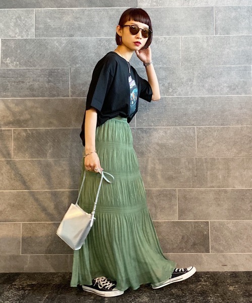 PAGEBOY（ページボーイ）の「マジョリカプリーツハクプリントスカート（スカート・レディース・ブラック/グリーン系その他/グレイッシュベージュ・FREE）」の16枚目の写真