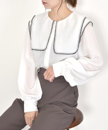 w closet | 両A面　配色ステッチセーラー衿ブラウス(シャツ/ブラウス)