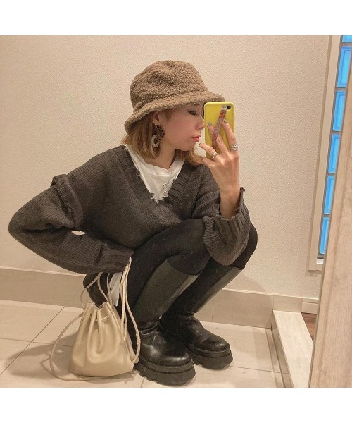 14+(イチヨンプラス)の「ボアバケットハット(ハット・レディース・ブラック/ベージュ/モカ・FREE)」の20枚目の写真