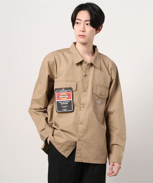 Dickies(ディッキーズ)の「Dickies ディッキーズ 長袖 ワークシャツ 刺繍 ワンポイント(シャツ/ブラウス・メンズ・ブラック/ベージュ/カーキ・M/L/XL/XXL)」の5枚目の写真