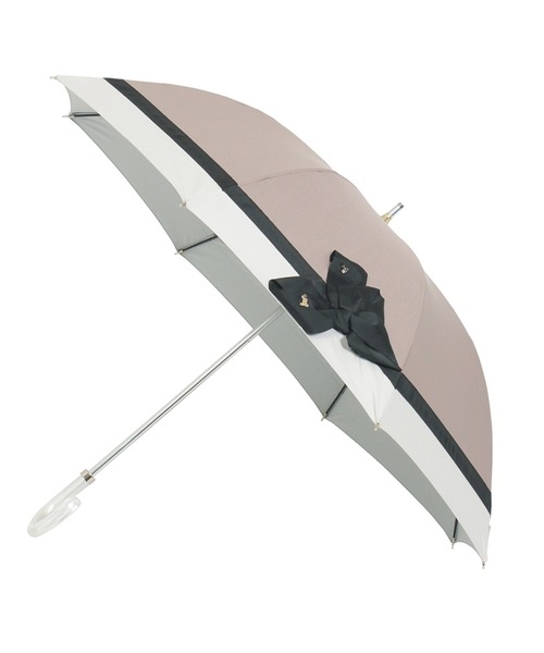 LANVIN en Bleu(ランバンオンブルー)の「遮光 晴雨兼用日傘 長傘 切り継ぎビジューリボン(長傘・レディース・ベビーピンク/ベージュ/ブラック/ダークグレー/ブラック系その他/ネイビー/ライトグリーン/ベージュ系その他/ライトグレー/スカイブルー/グレー/オフホワイト/モカ/ミント・FREE)」の1枚目の写真