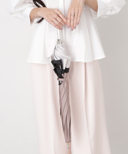 LANVIN en Bleu(ランバンオンブルー)の「遮光 晴雨兼用日傘 長傘 切り継ぎビジューリボン(長傘・レディース・ベビーピンク/ベージュ/ブラック/ダークグレー/ブラック系その他/ネイビー/ライトグリーン/ベージュ系その他/ライトグレー/スカイブルー/グレー/オフホワイト/モカ/ミント・FREE)」の17枚目の写真