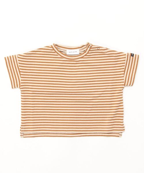 quoti use fith（クゥオティ　ユース　フィス）の「ミニバスクボーダー天竺 半袖 ビッグTシャツ（Tシャツ/カットソー・キッズ・ブラウン/ネイビー/レッド/カーキ・110/120/80/100/130/90）」の14枚目の写真