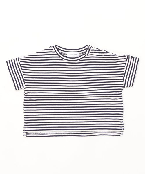 quoti use fith（クゥオティ　ユース　フィス）の「ミニバスクボーダー天竺 半袖 ビッグTシャツ（Tシャツ/カットソー・キッズ・ブラウン/ネイビー/レッド/カーキ・110/120/80/100/130/90）」の16枚目の写真