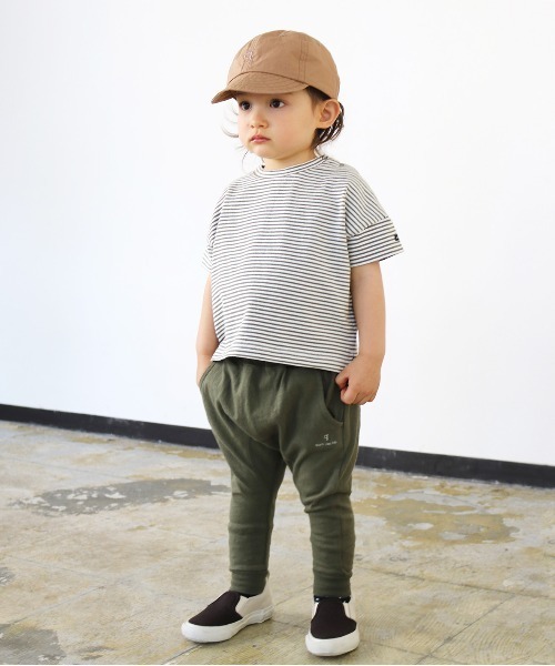 quoti use fith（クゥオティ　ユース　フィス）の「ミニバスクボーダー天竺 半袖 ビッグTシャツ（Tシャツ/カットソー・キッズ・ブラウン/ネイビー/レッド/カーキ・110/120/80/100/130/90）」の7枚目の写真