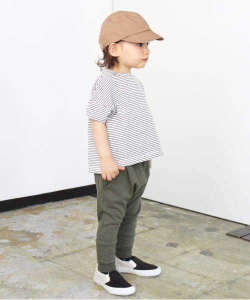 quoti use fith（クゥオティ　ユース　フィス）の「ミニバスクボーダー天竺 半袖 ビッグTシャツ（Tシャツ/カットソー・キッズ・ブラウン/ネイビー/レッド/カーキ・110/120/80/100/130/90）」の8枚目の写真