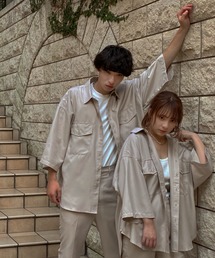 anown | -anown/アノン- 「セットアップ可能」蝶モチーフ刺繍 ジャケット仕様 オーバーサイズシャツ(シャツ/ブラウス)