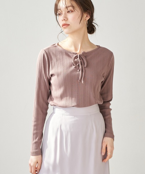 earth music&ecology（アースミュージックアンドエコロジー）の「2wayリブカットプルオーバー ＊（Tシャツ/カットソー・レディース・ブラック/ブラウン/アイボリー/ピンクベージュ・FREE）」の3枚目の写真