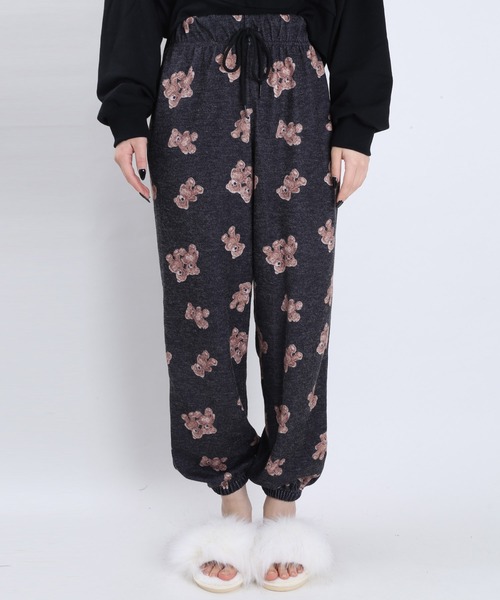 WC(ダブル シー)の「WC/クマ総柄イージーパンツ(その他パンツ・レディース・アイボリー/ブラック・FREE)」の4枚目の写真