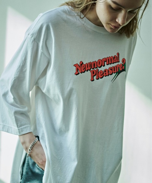 kha:ki（カーキ）の「「KHA:KI / カーキ」ヘムラウンドピグメントオーバーダイティーシャツ"GARMENT DYE 3Q TEE "PLEASURE""（Tシャツ/カットソー・レディース・ホワイト/ブラック/グリーン・1）」の18枚目の写真