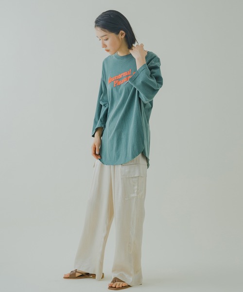 kha:ki（カーキ）の「「KHA:KI / カーキ」ヘムラウンドピグメントオーバーダイティーシャツ"GARMENT DYE 3Q TEE "PLEASURE""（Tシャツ/カットソー・レディース・ホワイト/ブラック/グリーン・1）」の12枚目の写真