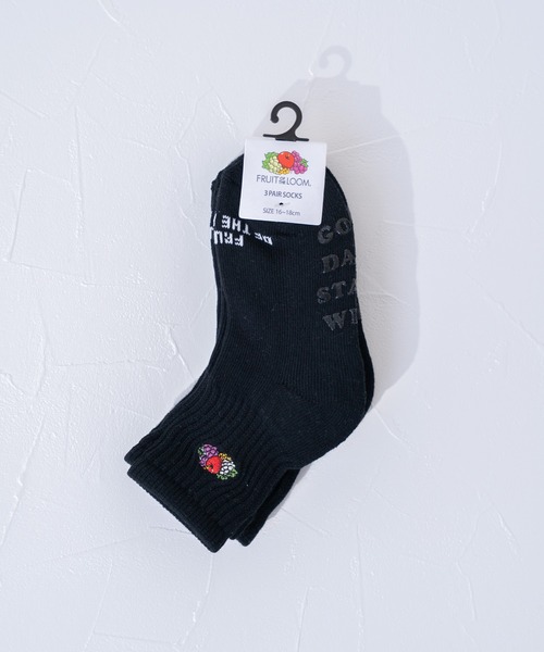 FRUIT OF THE LOOM（フルーツオブザルーム）の「クオーター丈刺繍3P/ キッズ / クォーター丈ソックス / ３足セット（ソックス/靴下・キッズ・マルチ/グレー/ブラック・13cm-15cm/16cm-18cm）」の22枚目の写真