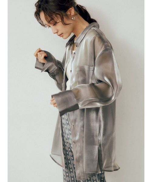 MURUA ムルーア シャイニー シルバー シアー シャツ 長袖 シャイニーシアーシャツ[品番：MKSW0036642]｜MURUA（ムルーア