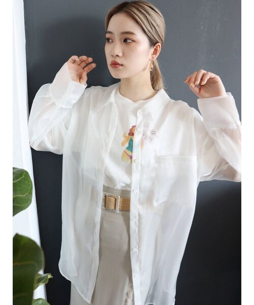 MURUA（ムルーア）の「シャイニーシアーシャツ（シャツ/ブラウス・レディース・ホワイト/グレー/ライトグリーン/その他1・FREE）」の22枚目の写真