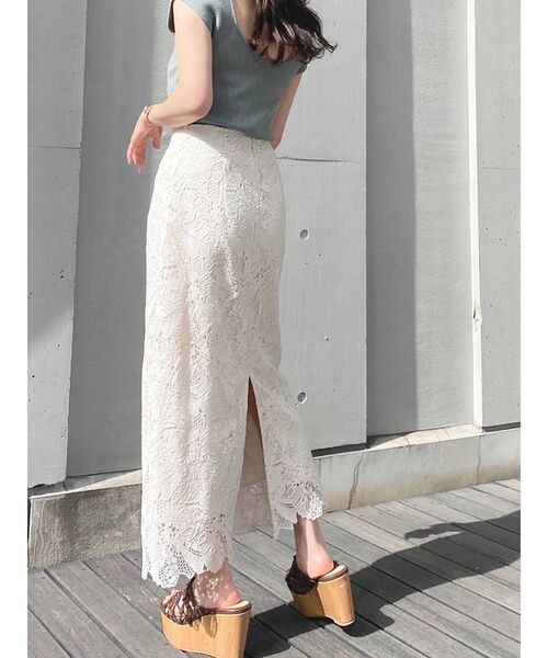 MERCURYDUO（マーキュリーデュオ）の「フラワーケミカルレースタイトスカート（スカート・レディース・ベージュ/アイボリー/ラベンダー・SMALL/MEDIUM）」の14枚目の写真