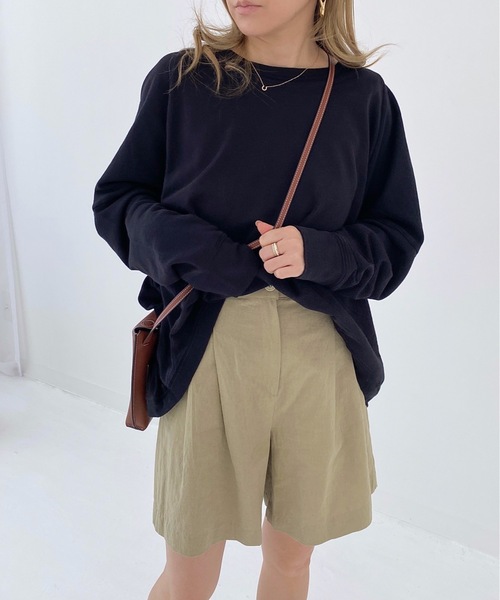 StyleSea（スタイルシー）の「コットンガーゼミニ裏毛切替タックPO（Tシャツ/カットソー・レディース・ホワイト/グリーン/ブラック・FREE）」の3枚目の写真