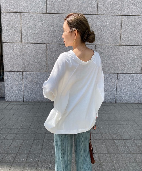 StyleSea（スタイルシー）の「コットンガーゼミニ裏毛切替タックPO（Tシャツ/カットソー・レディース・ホワイト/グリーン/ブラック・FREE）」の10枚目の写真