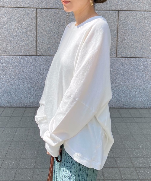 StyleSea（スタイルシー）の「コットンガーゼミニ裏毛切替タックPO（Tシャツ/カットソー・レディース・ホワイト/グリーン/ブラック・FREE）」の5枚目の写真