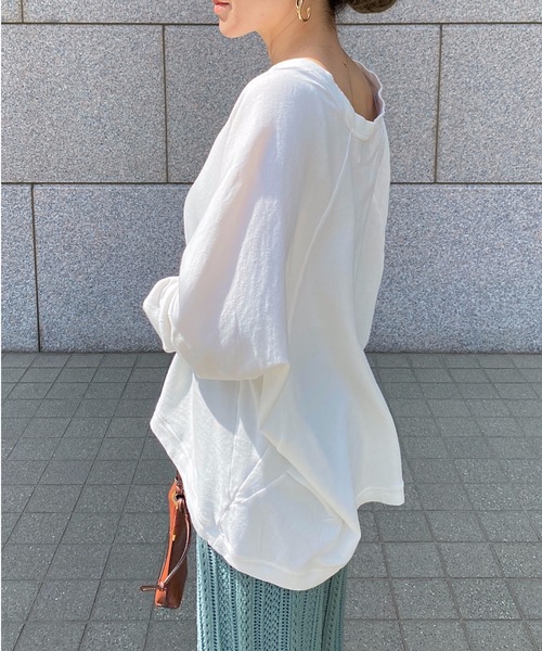 StyleSea（スタイルシー）の「コットンガーゼミニ裏毛切替タックPO（Tシャツ/カットソー・レディース・ホワイト/グリーン/ブラック・FREE）」の22枚目の写真