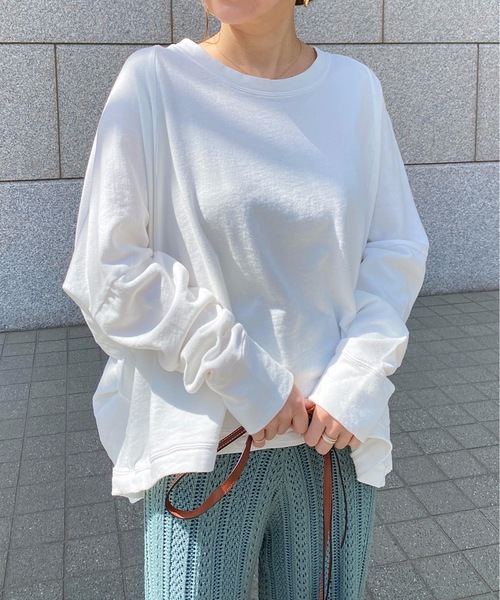 StyleSea（スタイルシー）の「コットンガーゼミニ裏毛切替タックPO（Tシャツ/カットソー・レディース・ホワイト/グリーン/ブラック・FREE）」の13枚目の写真