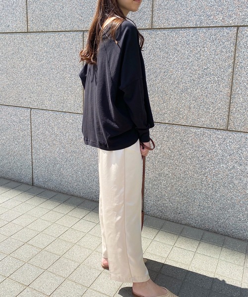 StyleSea（スタイルシー）の「コットンガーゼミニ裏毛切替タックPO（Tシャツ/カットソー・レディース・ホワイト/グリーン/ブラック・FREE）」の6枚目の写真