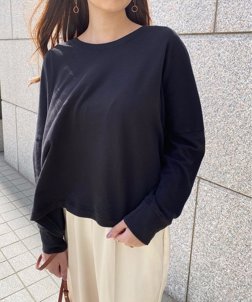 StyleSea（スタイルシー）の「コットンガーゼミニ裏毛切替タックPO（Tシャツ/カットソー・レディース・ホワイト/グリーン/ブラック・FREE）」の19枚目の写真