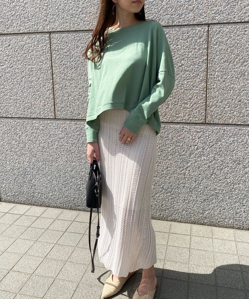 StyleSea（スタイルシー）の「コットンガーゼミニ裏毛切替タックPO（Tシャツ/カットソー・レディース・ホワイト/グリーン/ブラック・FREE）」の7枚目の写真