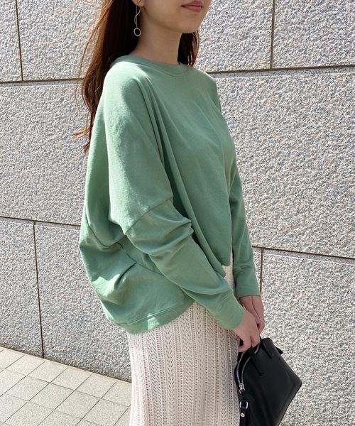 StyleSea（スタイルシー）の「コットンガーゼミニ裏毛切替タックPO（Tシャツ/カットソー・レディース・ホワイト/グリーン/ブラック・FREE）」の4枚目の写真