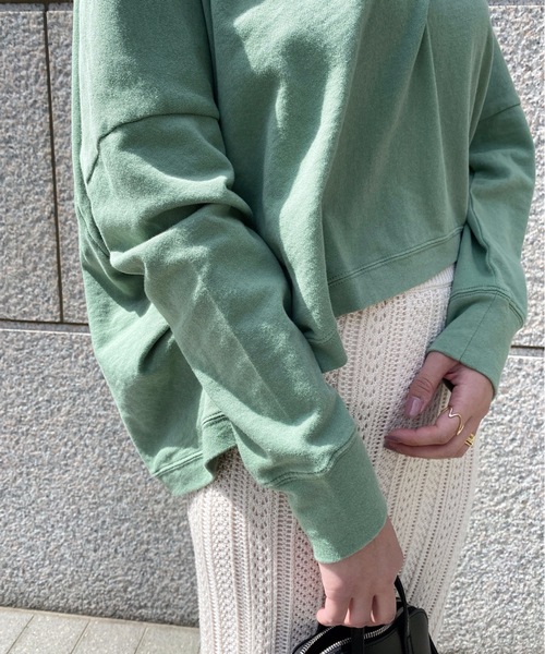 StyleSea（スタイルシー）の「コットンガーゼミニ裏毛切替タックPO（Tシャツ/カットソー・レディース・ホワイト/グリーン/ブラック・FREE）」の8枚目の写真