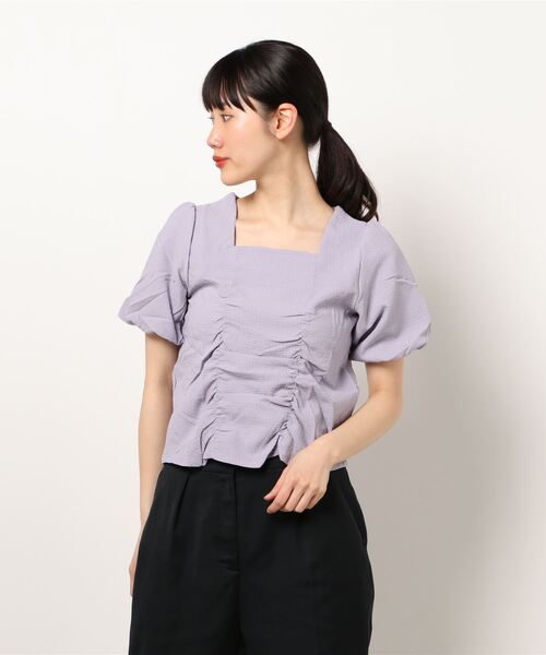 MAISON DE THERESE(メゾン ド テレーズ)の「5分袖パフスリーブTシャツ(Tシャツ/カットソー・レディース・グリーン/パープル/ホワイト/ベージュ・M/L)」の4枚目の写真
