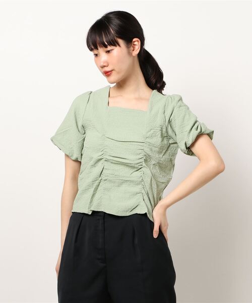 MAISON DE THERESE(メゾン ド テレーズ)の「5分袖パフスリーブTシャツ(Tシャツ/カットソー・レディース・グリーン/パープル/ホワイト/ベージュ・M/L)」の3枚目の写真