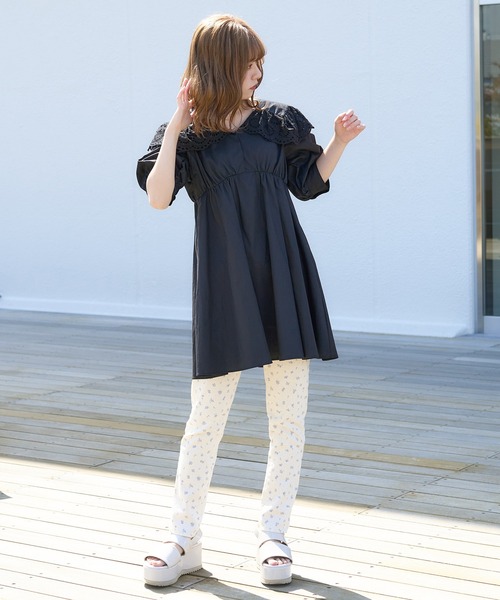 one after another NICE CLAUP(ワンアフターアナザーナイスクラップ)の「【Web限定】ビックカラ―コットンレースチュニック(チュニック・レディース・オフホワイト/ブラック/ミント・FREE)」の8枚目の写真