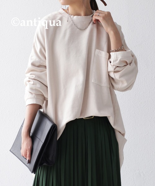 antiqua（アンティカ）の「「コスパ最強。」ピグメント加工プルオーバー（Tシャツ/カットソー・レディース・パープル/ベージュ/カーキ/グレー/ブルー・FREE）」の3枚目の写真