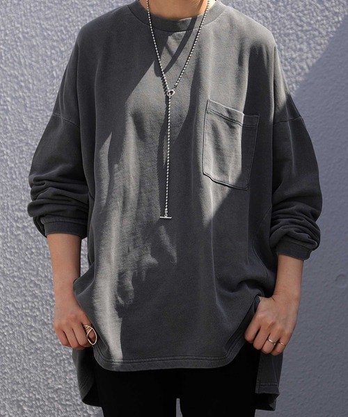 antiqua（アンティカ）の「「コスパ最強。」ピグメント加工プルオーバー（Tシャツ/カットソー・レディース・パープル/ベージュ/カーキ/グレー/ブルー・FREE）」の6枚目の写真