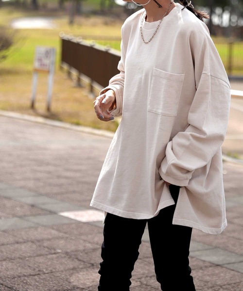 antiqua（アンティカ）の「「コスパ最強。」ピグメント加工プルオーバー（Tシャツ/カットソー・レディース・パープル/ベージュ/カーキ/グレー/ブルー・FREE）」の21枚目の写真