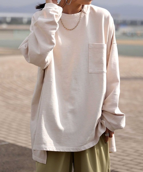 antiqua（アンティカ）の「「コスパ最強。」ピグメント加工プルオーバー（Tシャツ/カットソー・レディース・パープル/ベージュ/カーキ/グレー/ブルー・FREE）」の18枚目の写真