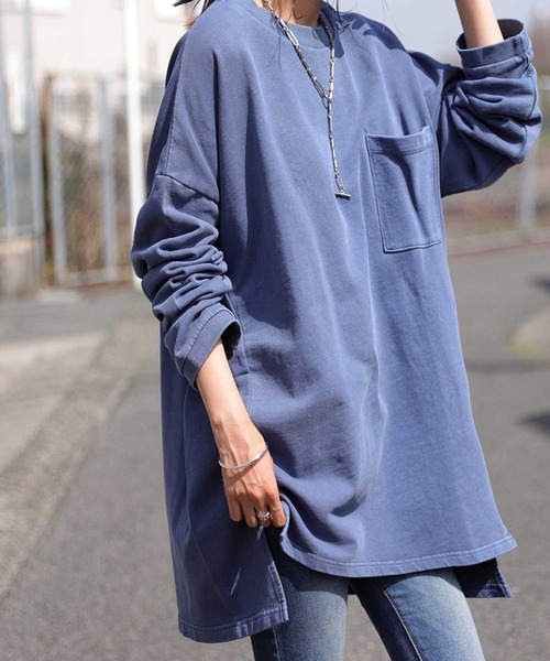 antiqua（アンティカ）の「「コスパ最強。」ピグメント加工プルオーバー（Tシャツ/カットソー・レディース・パープル/ベージュ/カーキ/グレー/ブルー・FREE）」の7枚目の写真