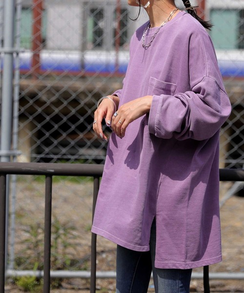 antiqua（アンティカ）の「「コスパ最強。」ピグメント加工プルオーバー（Tシャツ/カットソー・レディース・パープル/ベージュ/カーキ/グレー/ブルー・FREE）」の19枚目の写真