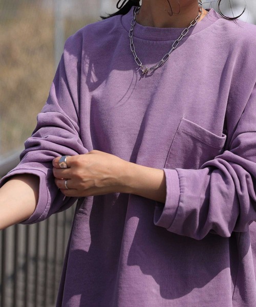 antiqua（アンティカ）の「「コスパ最強。」ピグメント加工プルオーバー（Tシャツ/カットソー・レディース・パープル/ベージュ/カーキ/グレー/ブルー・FREE）」の22枚目の写真