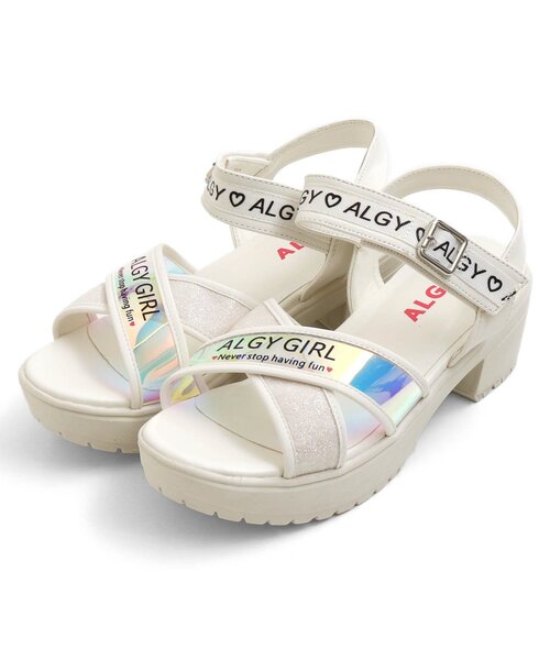 algy（アルジー）の「/(レ）PVCクロスサンダル（サンダル・キッズ・ブラック/オフホワイト・23/24/22/20/21）」の2枚目の写真