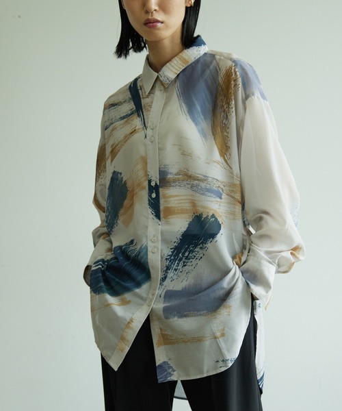 VACANCY（ヴァカンシー）の「アソート柄シアーオーバーシャツ（シャツ/ブラウス・レディース・オレンジ/その他/グレー/イエロー・FREE）」の2枚目の写真