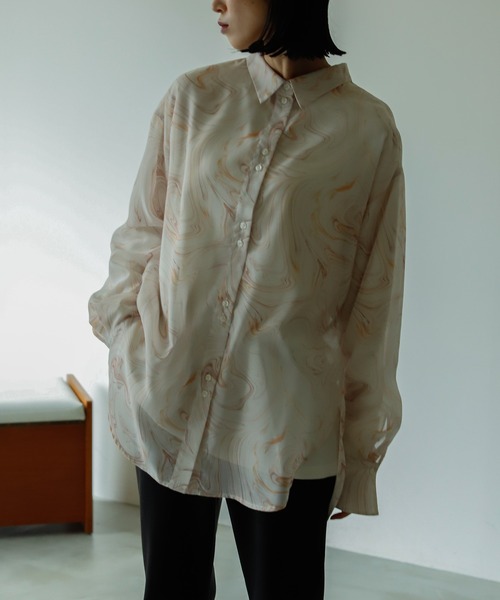 VACANCY（ヴァカンシー）の「アソート柄シアーオーバーシャツ（シャツ/ブラウス・レディース・オレンジ/その他/グレー/イエロー・FREE）」の13枚目の写真