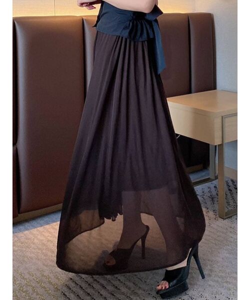 RESEXXY（リゼクシー）の「チュールマキシフレアスカート（スカート・レディース・ベージュ/その他1/ブラウン・FREE）」の2枚目の写真