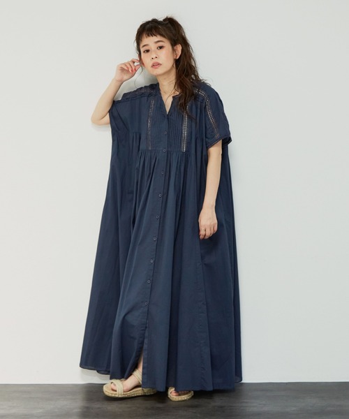 Libra Cue(リブラ キュー)の「梯子レースリラックスボリュームワンピース(ワンピース・レディース・ホワイト/ブラック/ネイビー・FREE)」の3枚目の写真