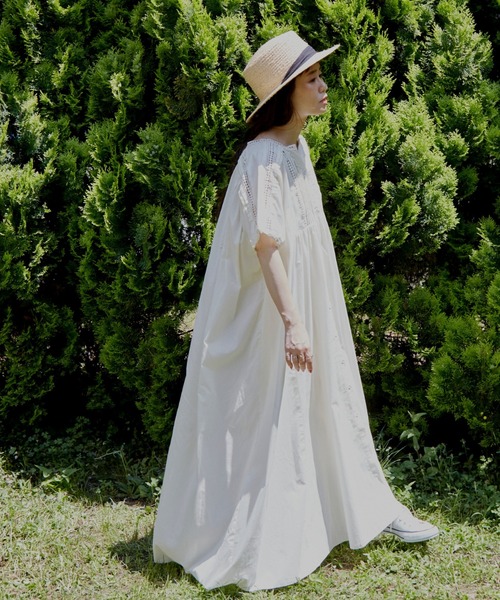 Libra Cue(リブラ キュー)の「梯子レースリラックスボリュームワンピース(ワンピース・レディース・ホワイト/ブラック/ネイビー・FREE)」の14枚目の写真