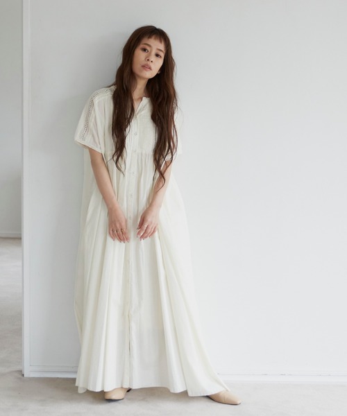 Libra Cue(リブラ キュー)の「梯子レースリラックスボリュームワンピース(ワンピース・レディース・ホワイト/ブラック/ネイビー・FREE)」の9枚目の写真